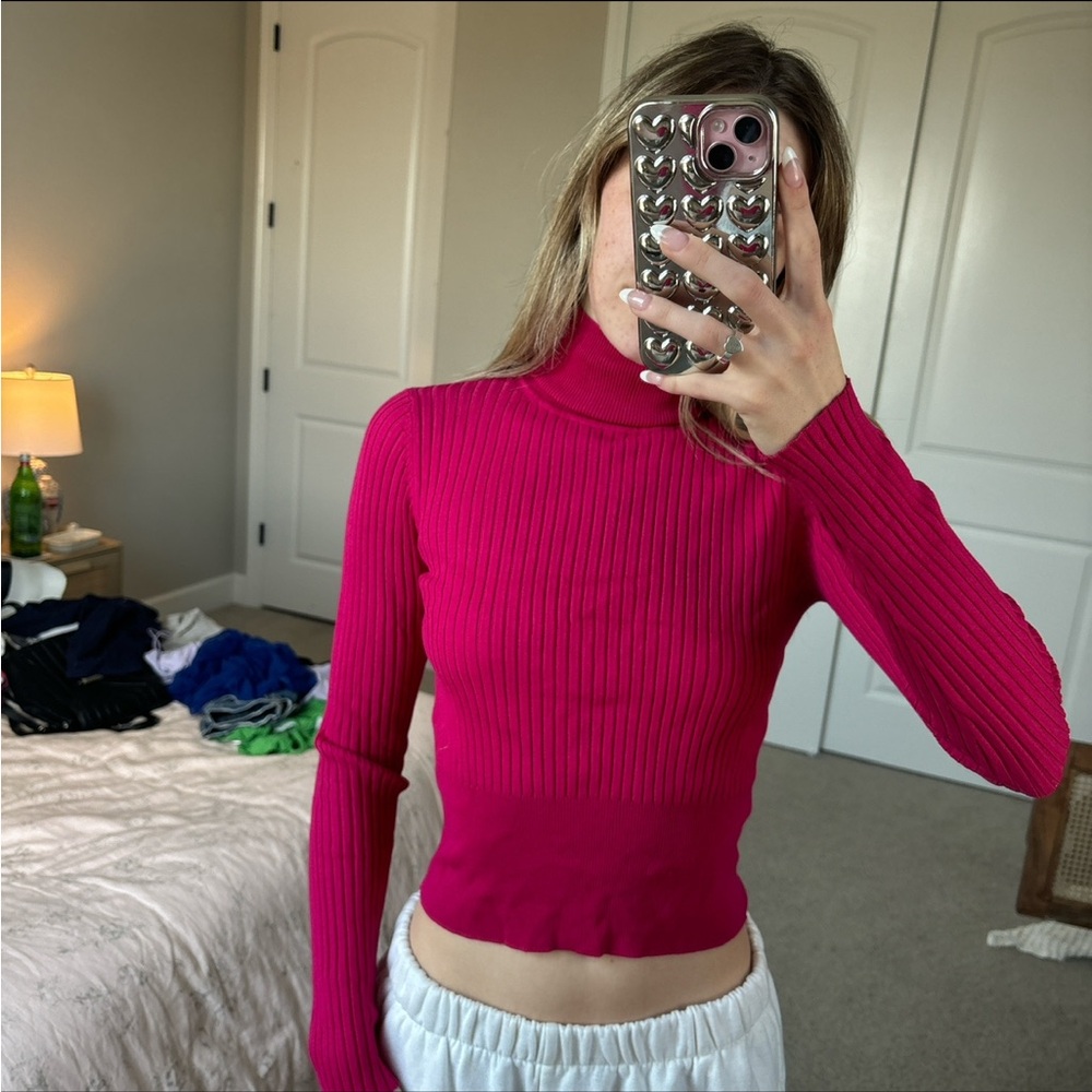 zara hot pink turtleneck